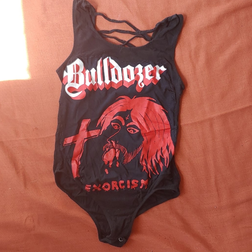 Diy style bulldozer heavy metal band body suit